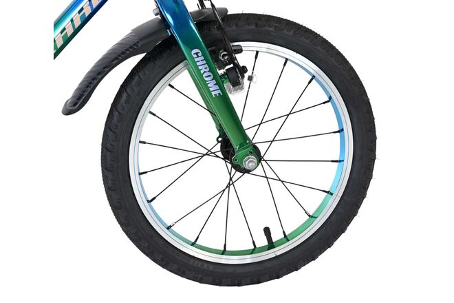 Volare Chrome Children's Bicycle - Boys - 16 inch - Blue Green - Two Hand Brakes