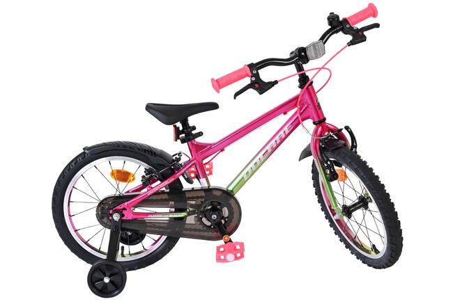 Volare Chrome Children's Bicycle - Girls - 16 inch - Pink Green - Two Hand Brakes