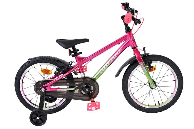 Volare Chrome Children's Bicycle - Girls - 16 inch - Pink Green - Two Hand Brakes