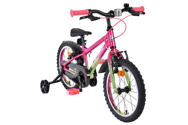 Volare Chrome Children's Bicycle - Girls - 16 inch - Pink Green - Two Hand Brakes