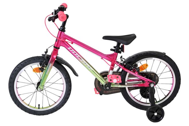 Volare Chrome Children's Bicycle - Girls - 16 inch - Pink Green - Two Hand Brakes