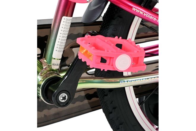 Volare Chrome Children's Bicycle - Girls - 16 inch - Pink Green - Two Hand Brakes