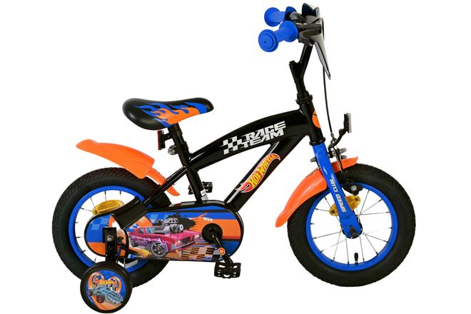 Hot Wheels Kinderfiets - Jongens - 12 inch - Zwart Oranje Blauw - Twee handremmen