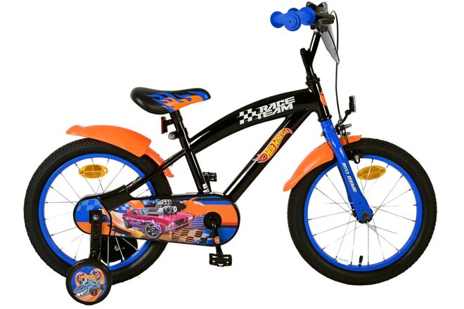 Hot Wheels Kinderfiets - Jongens - 16 inch - Zwart Oranje Blauw - Twee handremmen